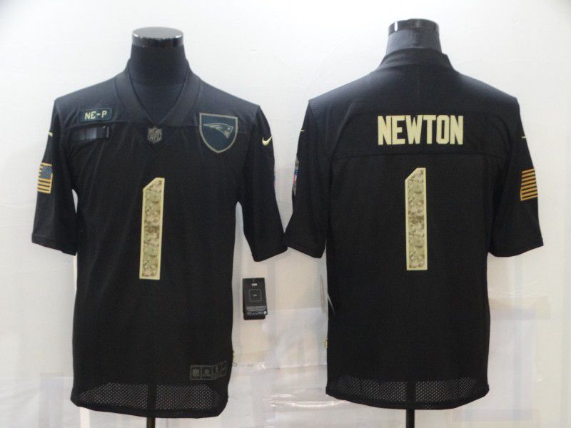 Men New England Patriots 1 Newton Black Camo Lettering 2020 Nike NFL Jersey